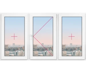 Трехстворчатое окно Rehau Delight Decor 2400x2400 - фото - 1